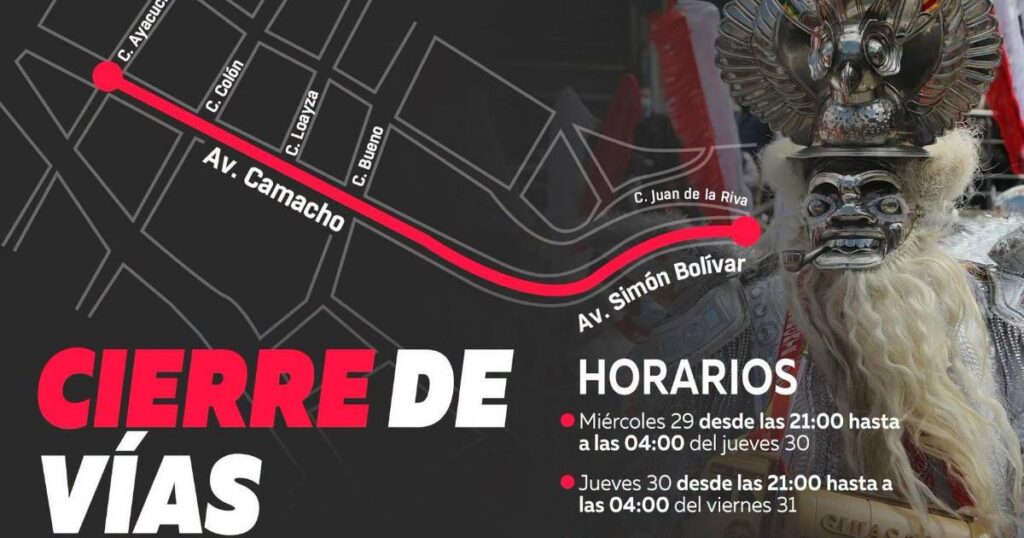 Atención: Se cerrará la avenida Camacho por la entrada del Gran Poder en La Paz