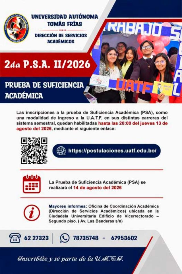 Segunda Prueba de Suficiencia Académica en la UATF