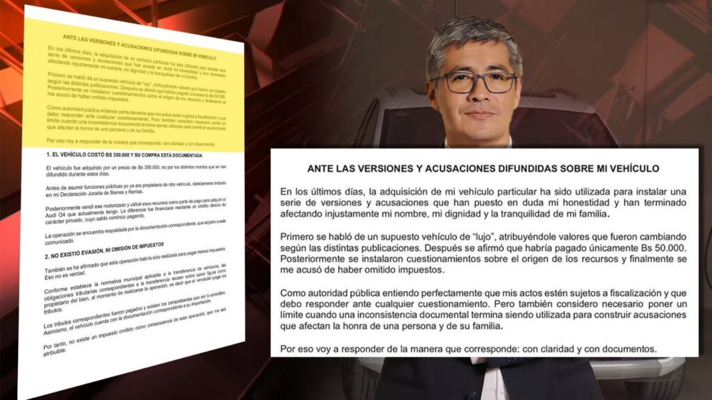 Ministro Espinoza aclara situación sobre compra de vagoneta