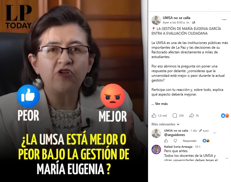 La gestión de María Eugenia García en la UMSA bajo la lupa