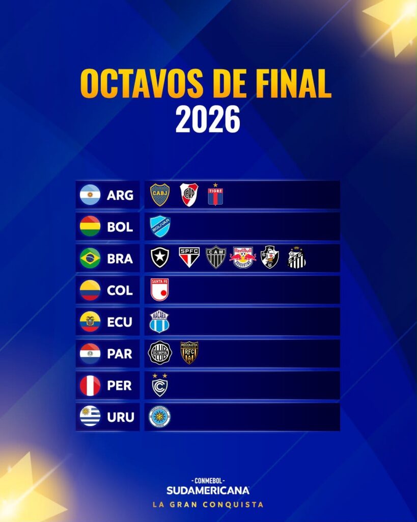 Bolívar entre los 16 equipos que avanzan a octavos de final en la Copa Sudamericana 2026