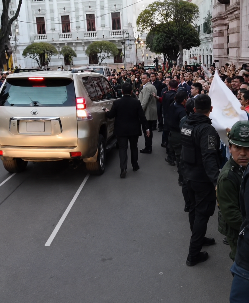 Recibimiento mixto para el presidente Rodrigo Paz en Sucre