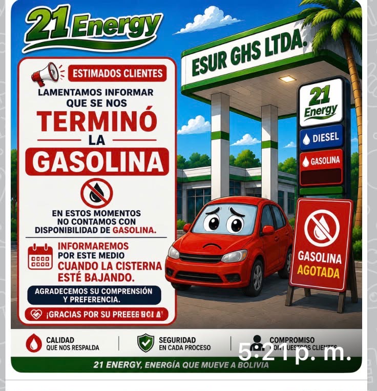 Crisis de gasolina en La Paz: surtidores se quedan sin combustible