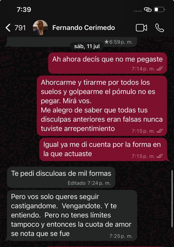 Nadia Beller revela fotos y chats que implican a Fernando Cerimedo en denuncias de violencia