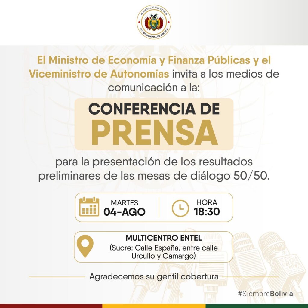 Presentación de resultados preliminares de las mesas de diálogo 50/50 por parte del Ministerio de Economía