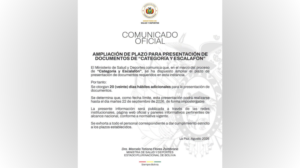 Extienden plazo para presentación de documentos en Salud