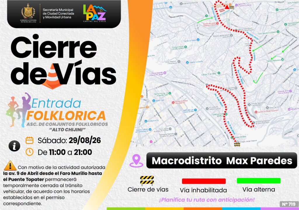 Cierre de la Avenida 9 de Abril por evento folklórico este sábado