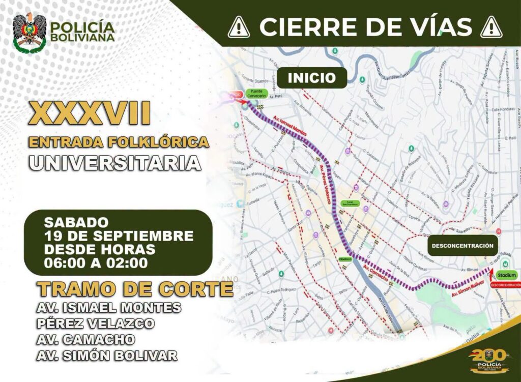 Cortes de Vías en La Paz por la Entrada Universitaria