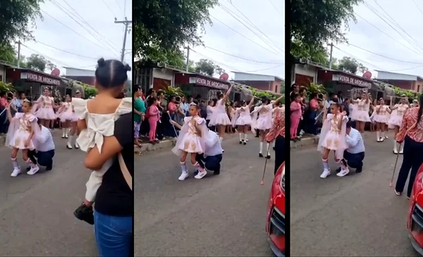 Un padre inspira con su amor al ayudar a su hija a desfilar