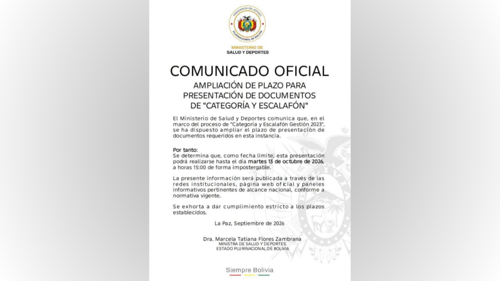 Extienden el plazo para la presentación de documentos de Categoría y Escalafón